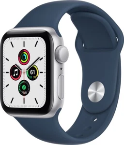 Apple Watch SE 40mm Silver Aluminum - Abyss Blue Sport Band MKNY3LL/A - Picture 1 of 8