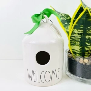 Casetta rotonda in ceramica RAE DUNN "Welcome" nuova con etichetta - Foto 1 di 5
