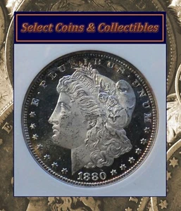 1880-S BU CAMEO Morgan Silver Dollar ANACS MS 64 DMPL Color Edge Toning! #1053 - Picture 1 of 12