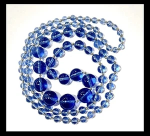 COLLANA PERLE VETRO graduata blu cobalto vintage ceca annodata a mano - Foto 1 di 6