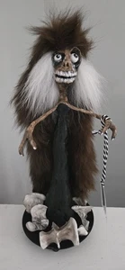 OOAK Creepy Oddity Clay Sculpt Scary Alien Cave Creature in Mink Cape w/ Bones - Picture 1 of 10