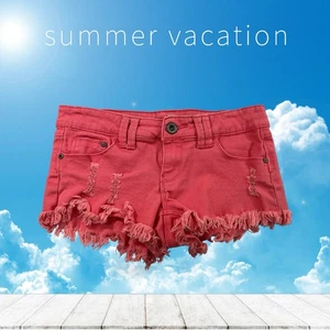 Rote kurze Damenshorts mit ausgefranstem Saum Größe 3 - Bild 1 von 7