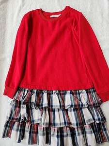 Vineyard Vines Girls Solidvplaid Dress Size 7-8 Preowned - Picture 1 of 6