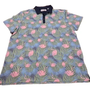 Penguin Munsingwear Pink Flamingo Hawaii Print Poloshirt Herren Größe 2XL - Bild 1 von 4