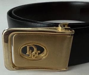 Vintage Christian Dior Dark Brown Belt With Dior Logo Buckle - Picture 1 of 8