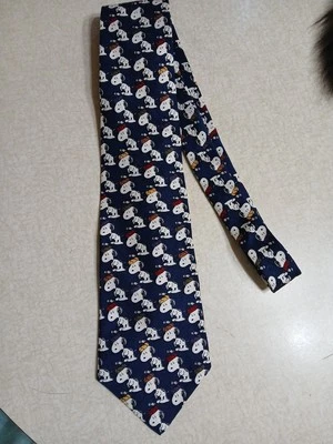 Peanuts Snoopy Tie Miniature Golf Navy Blue Silk USA Made - Image 1 of 4