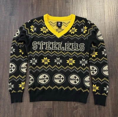 FOCO x NFL Team Apparel Steelers Light Up Ugly Christmas Sweater Women's Medium - Image 1 of 4