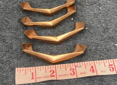 vintage boomerang chevron drawer pulls copper kitchen 60s mcm lot of 4 - Image 1 of 4