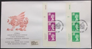GB 1997 Wales 3x63p 3x37p Regional Definitive Cylinder Strips First Day Cover - Picture 1 of 2
