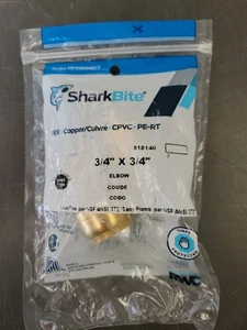 SharkBite 3/4” X 3/4” 90 Degree Elbow Brass Quick Connect Fitting 818140 - Picture 1 of 2