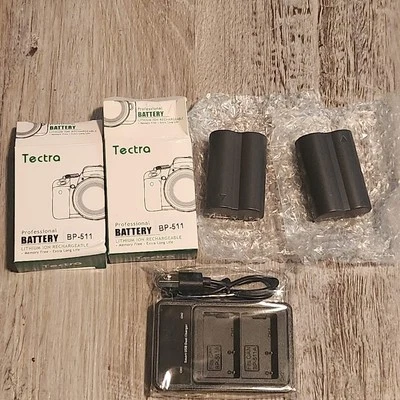 Tectra 2-Pack BP-511 BP-511A Battery and Charger for Canon EOS Rebel Powershot - Image 1 of 4