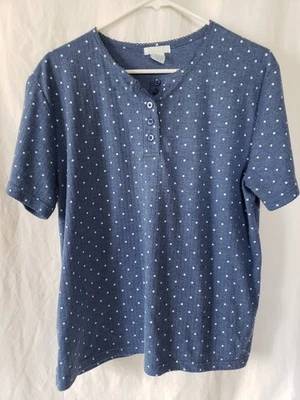 Camiseta Pullover Henley Great Northwest Traditions Talla XL Azul Tejido Acanalado Lunares Blancos Foto 1 de 4