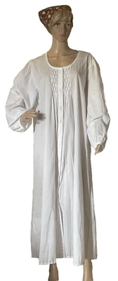 Vintage Laura Ashley White Long Cotton Nightgown Front Buttons Size Extra Large - Image 1 of 4
