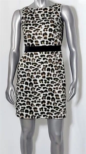 Sheath Dress ANN TAYLOR 4P Brown Black Sleeveless Animal Cheetah Print Lined - Picture 1 of 6