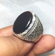 Natural Black Yemeni Akik Ring Sterling Silver 925 Quality Ring Agate Ring Oval