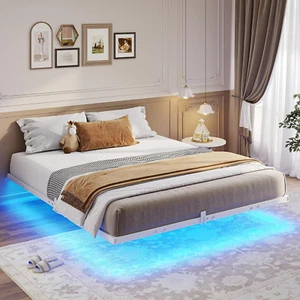 Floating Bed Frame Full Size with LED Lights, Metal Platform Full Bed, No Box Sp - Picture 1 of 9
