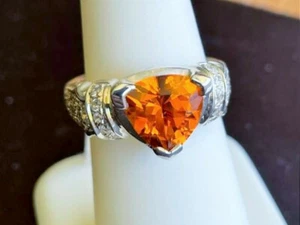 Lab Orange Topaz Silver Ring, November birthstone #39 - Picture 1 of 3