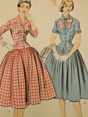 1950s Miss Advance 7063 Fitted Drop Waist/Full Dress Sz: 12 B30 COMPLETE - Image 1 of 4