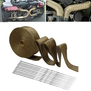2" x50ft Roll Titanium Header Turbo Pipe Manifold Exhaust Heat Wrap Tape 10 Ties - Picture 1 of 12