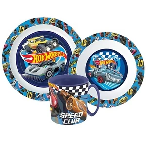 Hot Wheels Racing Kinder Geschirr-Set 3 teilig Becher 350 ml Teller Schüssel - Bild 1 von 1