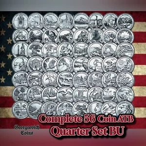 COMPLETE 56 Coin ATB Quarter SET 2010- 2021 (50 states+6 territories) BU US Mint - Picture 1 of 2