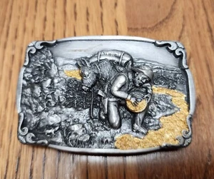  prospector gold panner vintage belt buckle 1984 Bergamot Brass Works gold rush - Picture 1 of 3