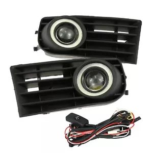 White Halo Ring Fog Light Grille L&R For VW Golf Mk5 Rabbit 06-09 - Picture 1 of 5