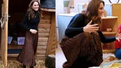 Saia midi plissada com estampa de leopardo marrom ASO Royal S 8372/256/700 PoW nova sem etiquetas - Imagem 1 de 4