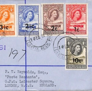 BECHUANALAND Air Mail Cover Lobatsi Registered Decimal Surcharges 1961 YJ206 - Picture 1 of 10