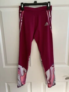 Adidas Berry Striped Colorful Leggings, Girls Sz Medium (10-12) - Picture 1 of 9