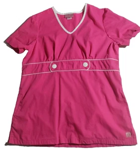 Katherine Heigl Scrub Pink w/Buttons Top M Ladies - Picture 1 of 5