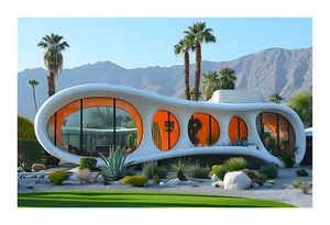 Stampa artistica moderna Googie Palm Springs metà secolo anni 60 gh5 - Foto 1 di 2
