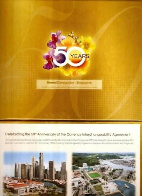 2017 x 2 Singapore & Brunei 50 AA & E/1 1st 50 CIA SET COM. POLYMER UNC + FOLDER - Image 1 of 4