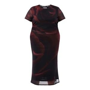 Womens No Boundaries Mesh Top and Midi Skirt Set, 2-Piece Plus size 4X (28W-30W) - Picture 1 of 2