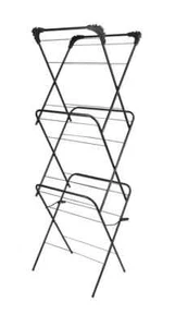 3 Tier Foldable Clothes Airer Dryer Horse 14m with 20 Pegs & Corner Hooks - Picture 1 of 6