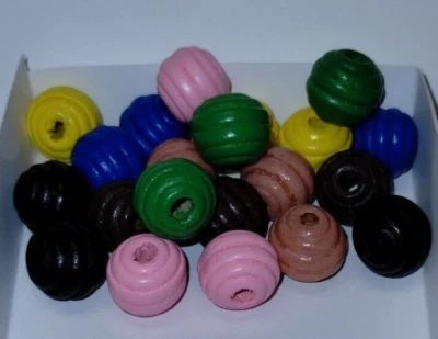 144PCS 16mm Colored Round Wood Beads for Crafts  Mixed Paint - Image 1 of 4