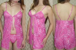 Shamah Dessous Sexy Rosa Paisley Babydoll Set Groß - Bild 1 von 1