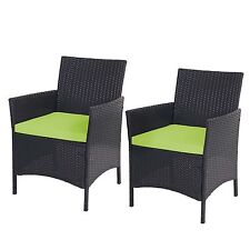 2x fauteuil de jardin Halden en polyrotin ~ anthracite, coussin vert