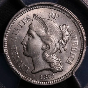 1873 PCGS MS64 Open 3 Three Cent Nickel Item#P19110 - Picture 1 of 3
