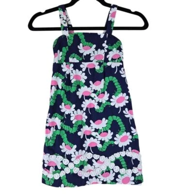 Lily Pulitzer Girls Sundress Size 7 Lined Smocking Floral Embroidered Adjustable - Image 1 of 4