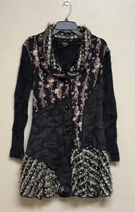 Fantazia Womens Button Up Jacket Sz S Funky Boho Cottagecore Textured Unique - Picture 1 of 13