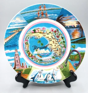 Plato de estado de recuerdo de porcelana vintage FLORIDA - 9" - Imagen 1 de 7