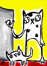 Print Of Cat Painting ACEO Kitten Wants Out Miniature Folk Art Samantha McLean
