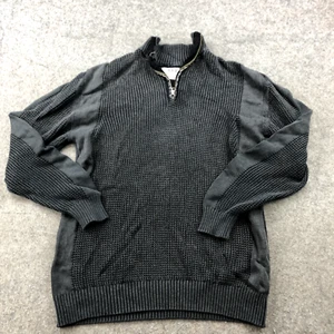 BKE Sweater Men XL Gray 1/4 Zip Pullover Preppy Ribbed Knit Mock Neck - Picture 1 of 10