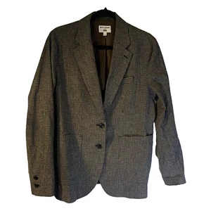 Ines de la Fressange x Uniqlo Women's Linen Blend Blazer Jacket Size L Checked - Picture 1 of 8