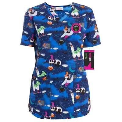 Scrubstar Women's Halloween Creatures V-Neck Print Scrub Top - Image 1 of 2