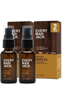 Every Man Jack Beard Oil Moisturize & Soften Light Aged Bourbon Scent 1 OZ 2pck - Picture 1 of 6