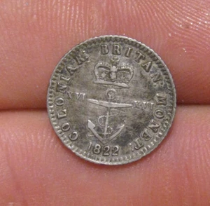 British West Indies - 1822 Silver 1/16 Dollar - Scarce - Picture 1 of 2