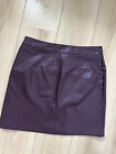 Ladies Burgundy / Maroon Short Leather Look Skirt Size 12