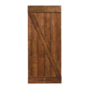 36”x84” Walnut Stain Solid Core Plank Knotty Pine Wood DIY Barn Door - Picture 1 of 7